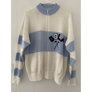 Gola Women's Cream and Blue Zip-Up Cardigan